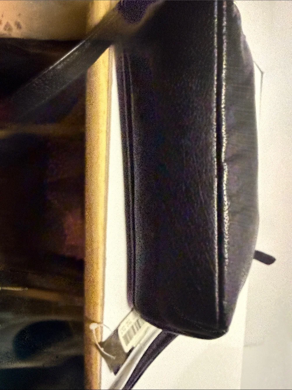 Susan Gail Navy Leather Shoulder Bag with Gold Accents